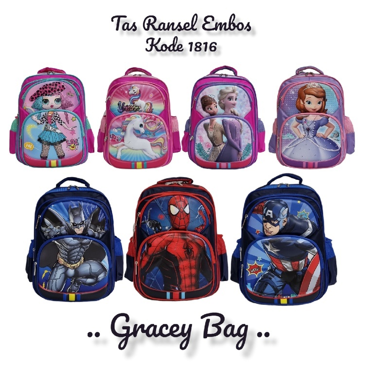 GB-1816 Tas Ransel Anak Embos SD