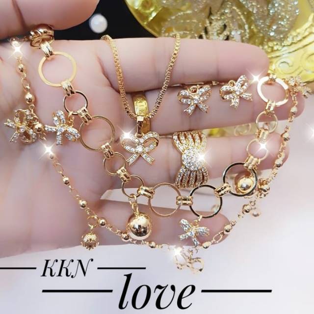 xuping set perhiasan pita lapis emas 24k 2827