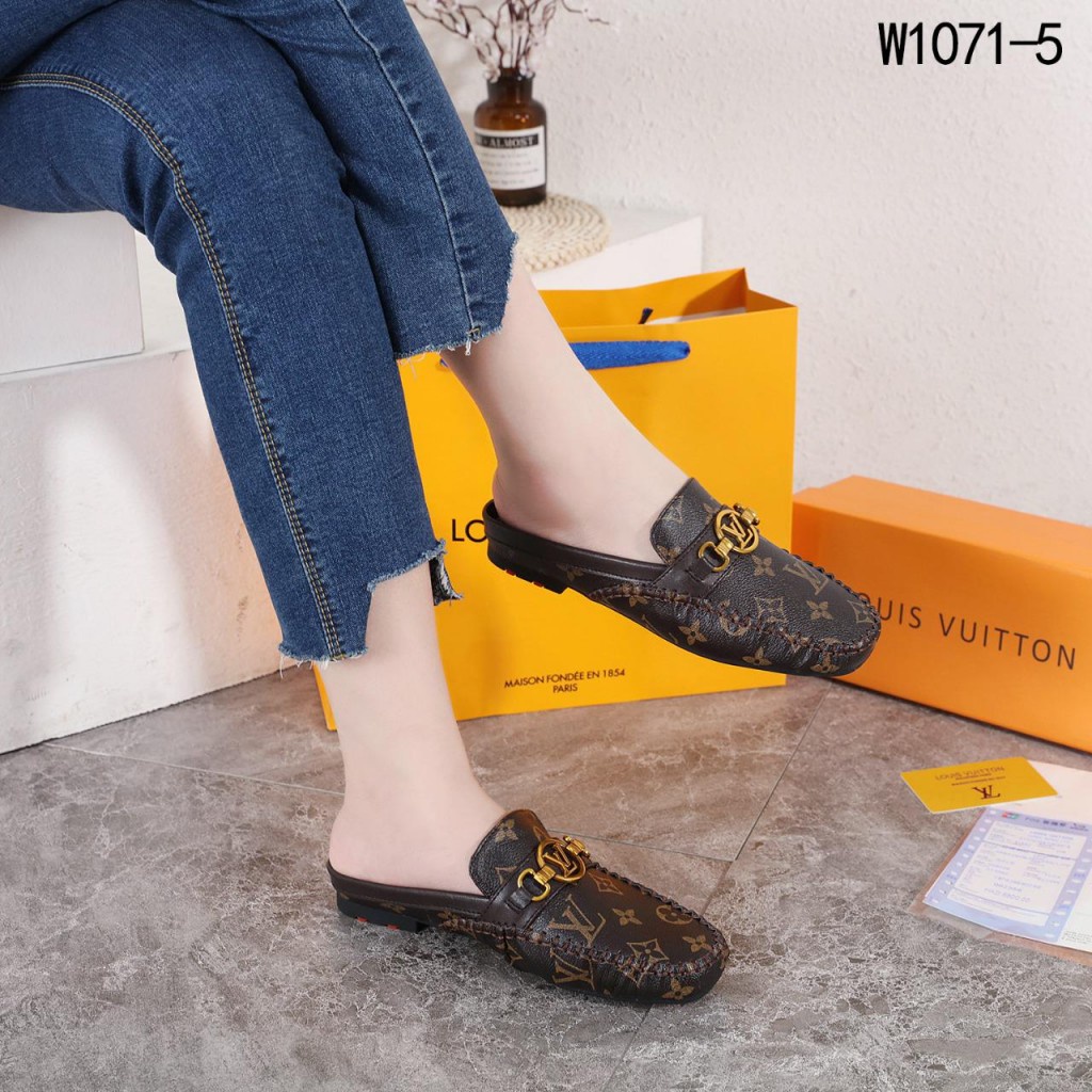 W1071-5 LOUIS VUITTON LV SLIP ON LOAFERS COMFY FLATS PREMIUM FULLSET WB