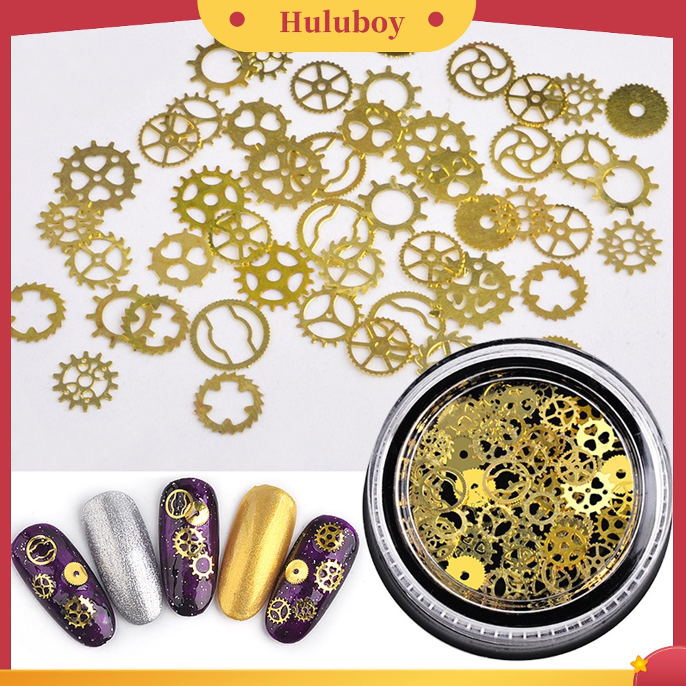 Huluboy Huluboy♡ 2 Kotak Stiker Sequin Metal Hollow Bentuk Daun Natal Untuk Dekorasi Nail Art