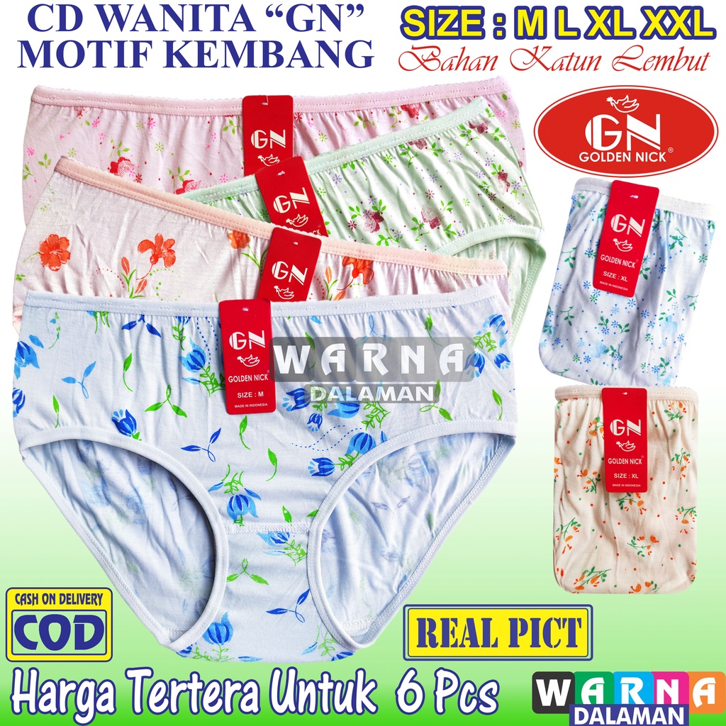 6 Pcs Celana Dalam Wanita ORIGINAL Pakaian Dalam Dalaman Perempuan Motif Bunga Real Pict | WARNA DALAMAN