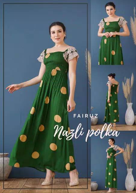 Daster Arab FAIRUZ NAZLI Dress Rayon Polkadot Top Crop sabrina