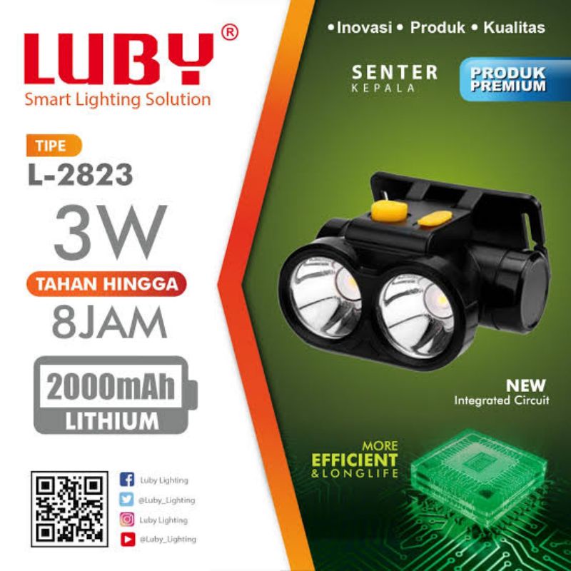 Senter Kepala (Head Lamp) LUBY L-2823, 3Watt