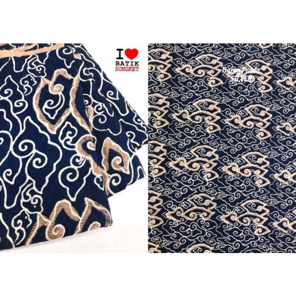 Dijual doby navy pastel motif 6 dobi dobby bahan kain batik atbm mega mendung Berkualitas