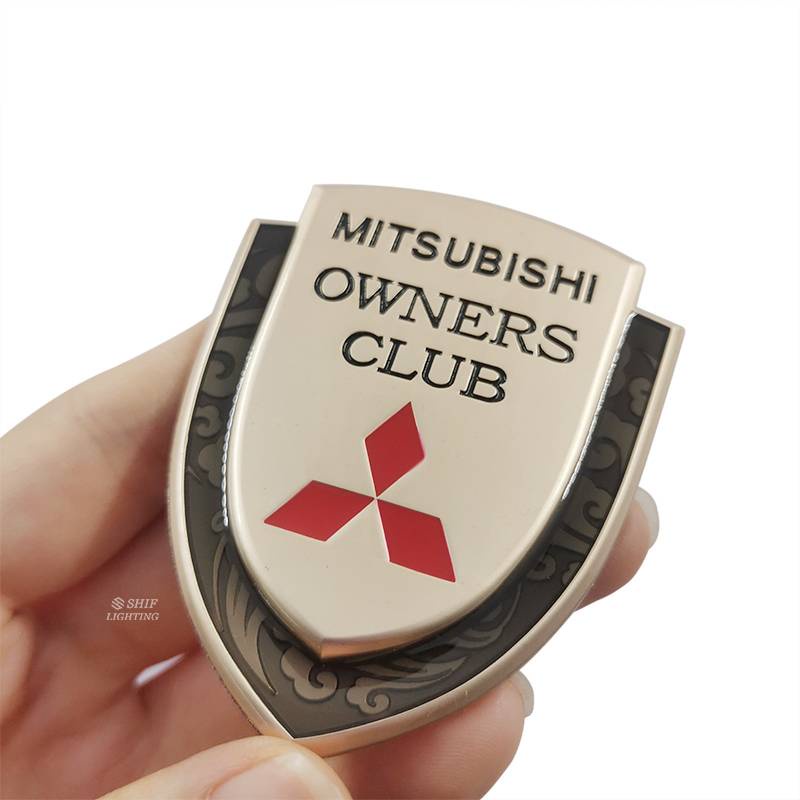 1 x Metal Mitsubishi Club Owners Auto Car Side Rear Decorative Emblem Badge Sticker Decal