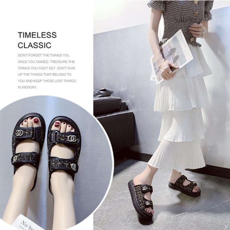 JSS 520  (SIZE 36-40) RISCE SANDAL COMFY IMPORT WANITA CEWEK PEREMPUAN JAKARTA BATAM HEELS 3CM BLACK