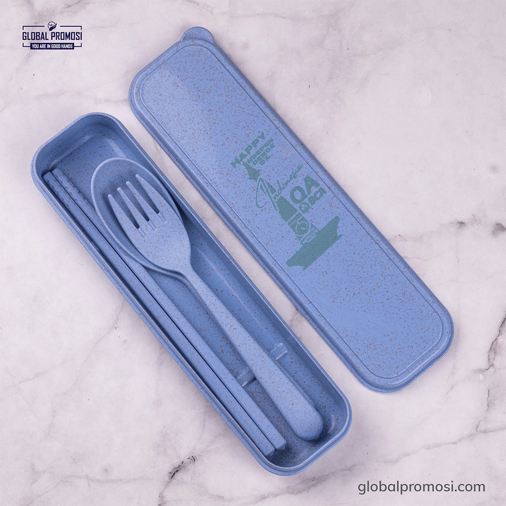 Set Alat Makan Custom Cutlery Set New Normal Kit Cetak 1 Warna PERMANEN ANTI LUNTUR Promosi Souvenir