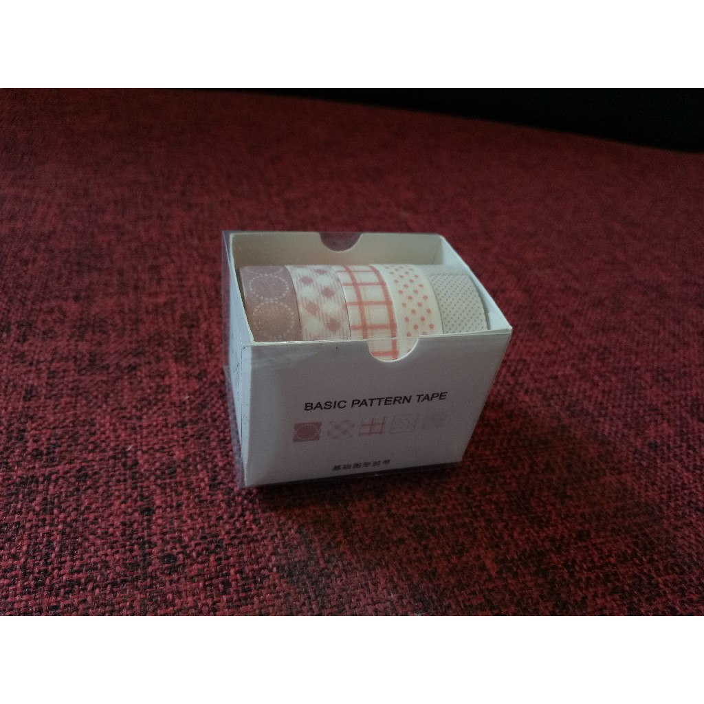 

Washi tape deco/masking tape jurnal DIY Scrapbook BASIC PATTERN Cherry Blossoms (1 box isi 5 rolls)