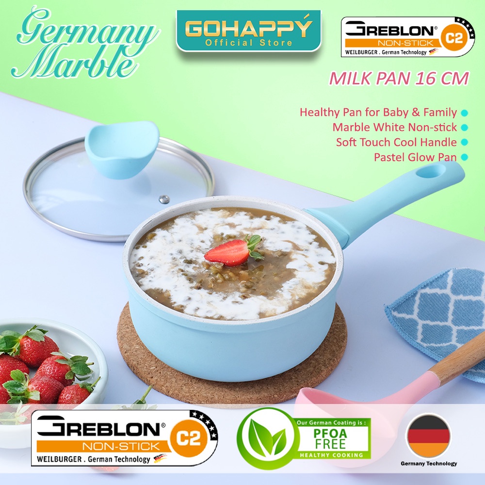 Panci Susu Tosca Germany Marble Milk Pan 16 cm GHG70 Gohappy Greblon Jerman C2 Glow Pan paling bagus