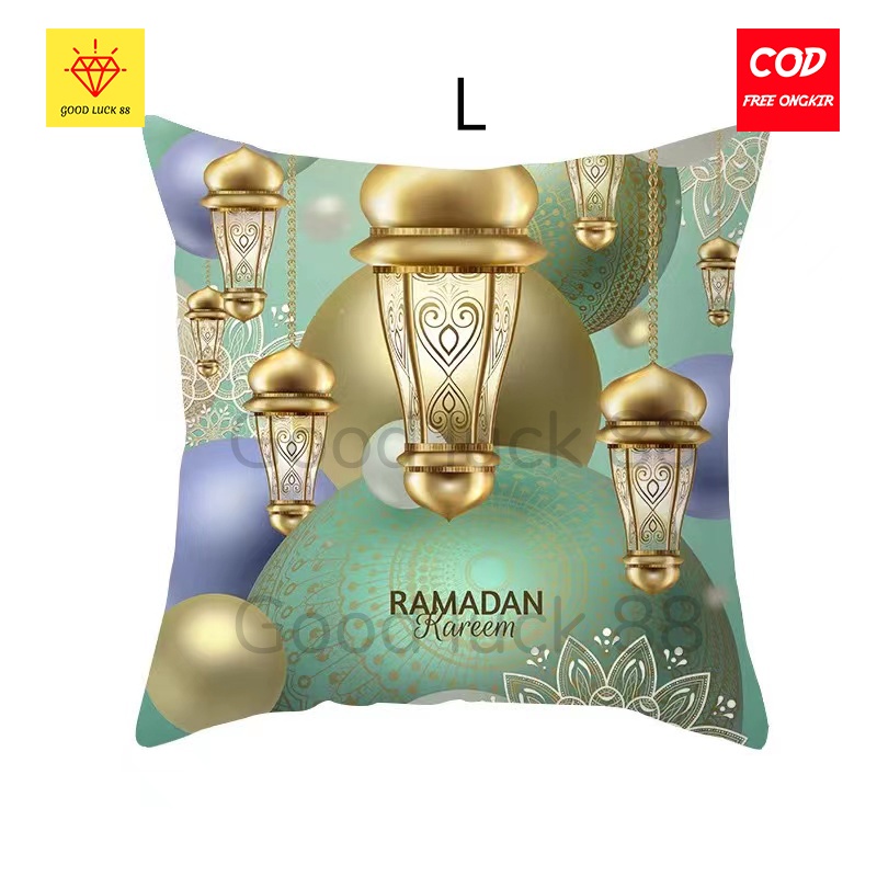 Sarung Bantal Ramadhan Lebaran Idul Fitri Ukuran 40x40 / 45x45 Motif Muslim Ramadhan Kareem EID Mubarak GARANSI Bahan Kain Lembut Import