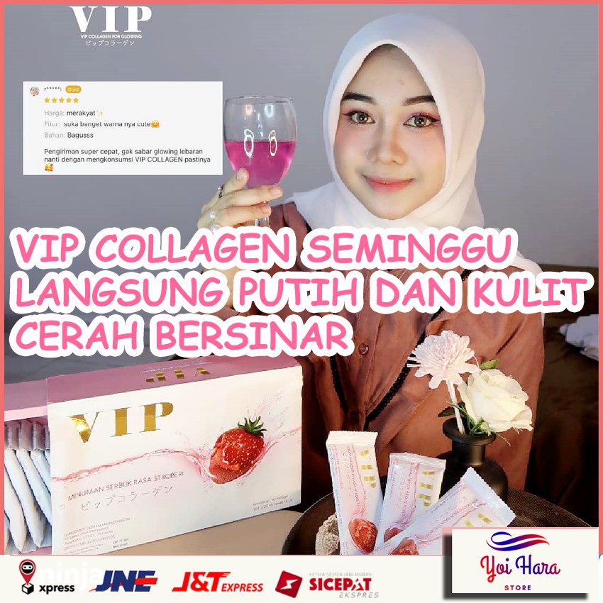 VIP Collagen Drink Minuman Collagen Pemutih Kulit Badan | Suplemen Pemutih Badan BPOM