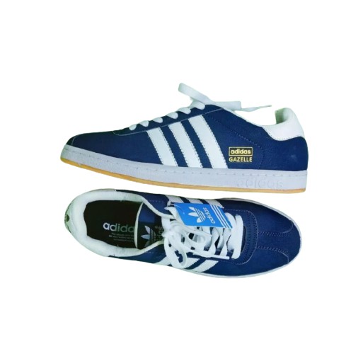 Sepatu Adidas7 Gazelle Sepatu Pria dan Wanita Sepatu Olahraga Sepatu Casual Warna Biru Stripe Putih