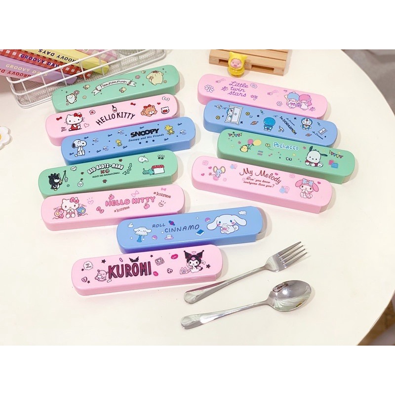 Tempat Sendok set sanrio PM020 sendok garpu alat makan bekal