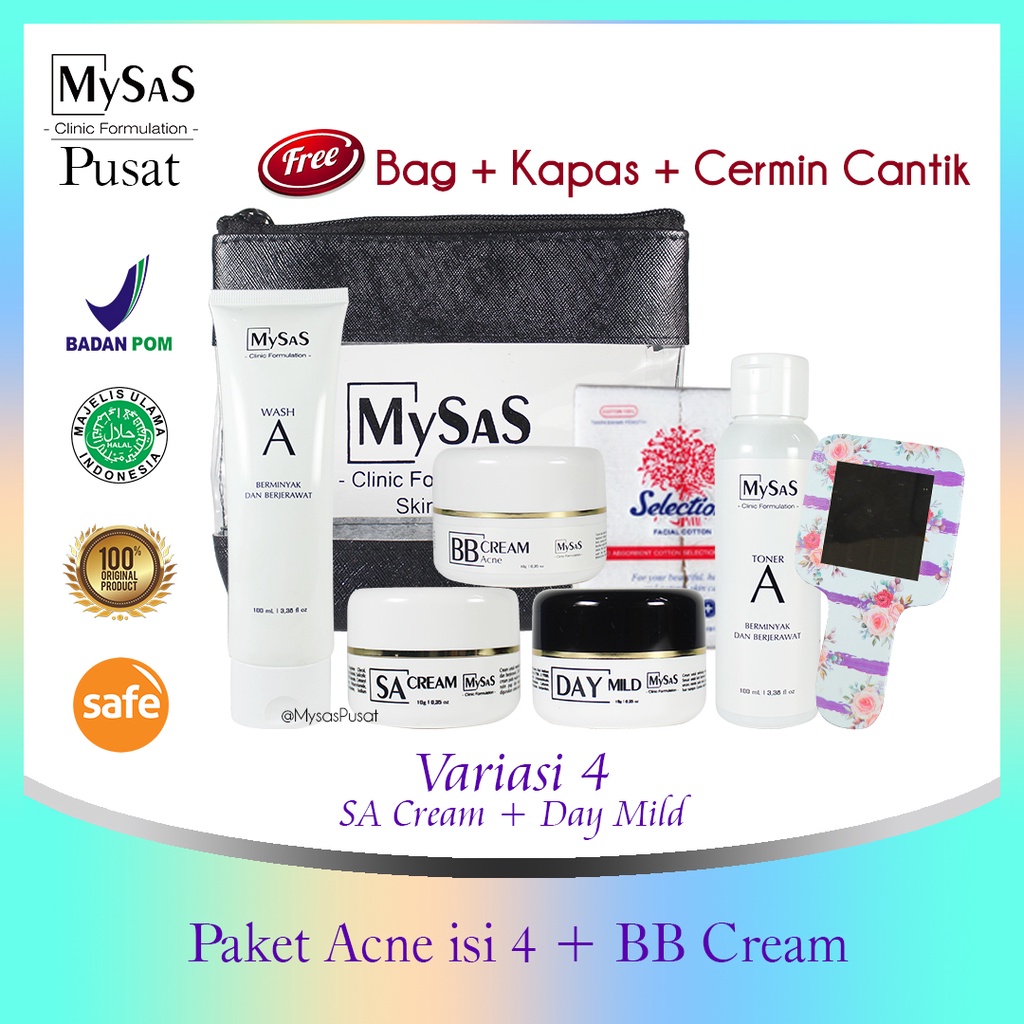 Mysas Paket Acne Series isi 4 + BB Cream acne-3