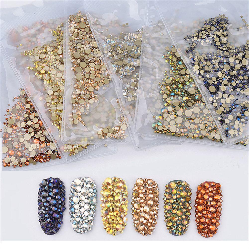 1440pcs Batu Berlian Imitasi 3D Ukuran Campur Untuk Dekorasi Nail Art DIY