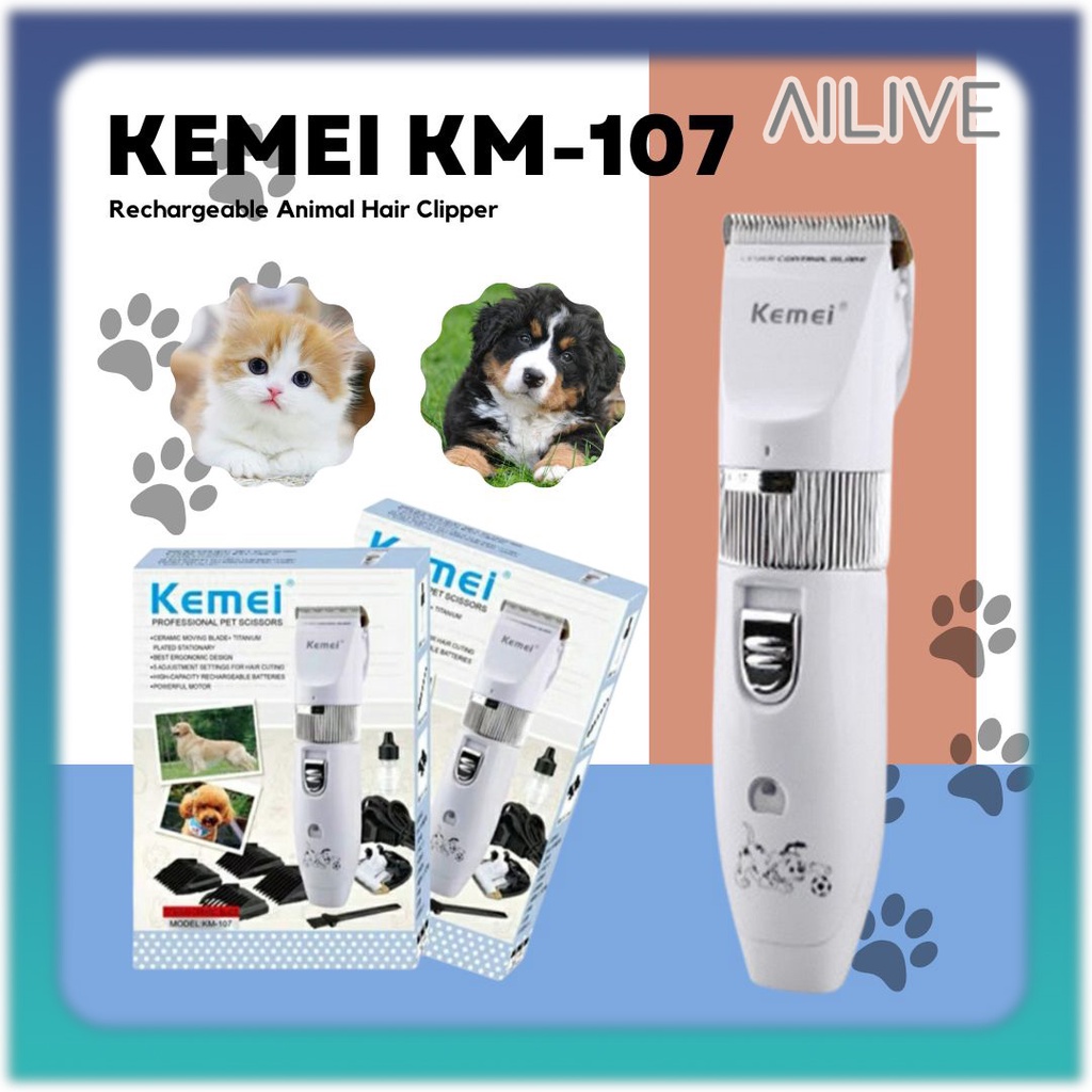 Kemei KM-107 Pet Clipper / Alat Cukur Bulu Hewan Anjing Kucing Domba Kambing