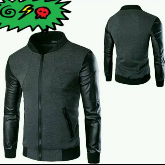 Jaket baseball varsity kombinasi semi kulit
