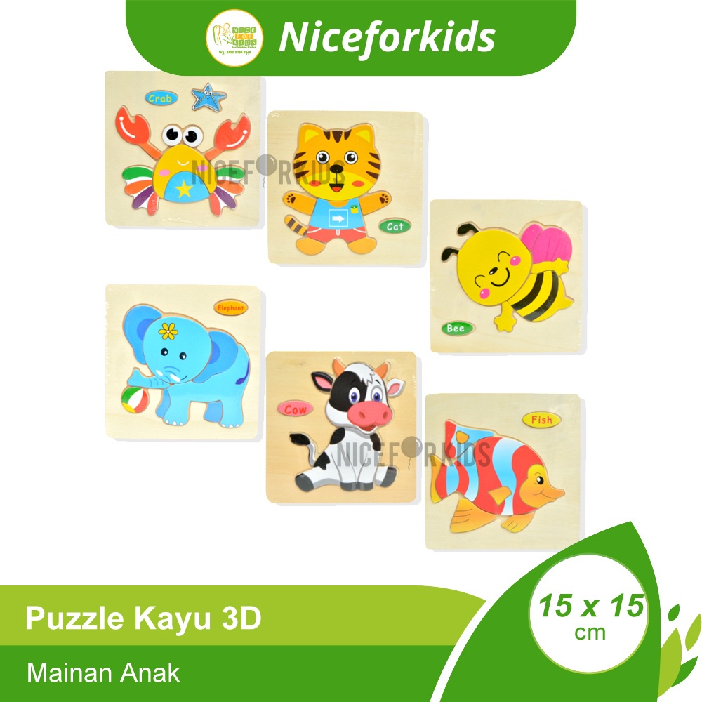 Puzzle Kayu 3D Anak / Wooden Puzzle / Mainan Edukasasi Anak Puzzle Lucu