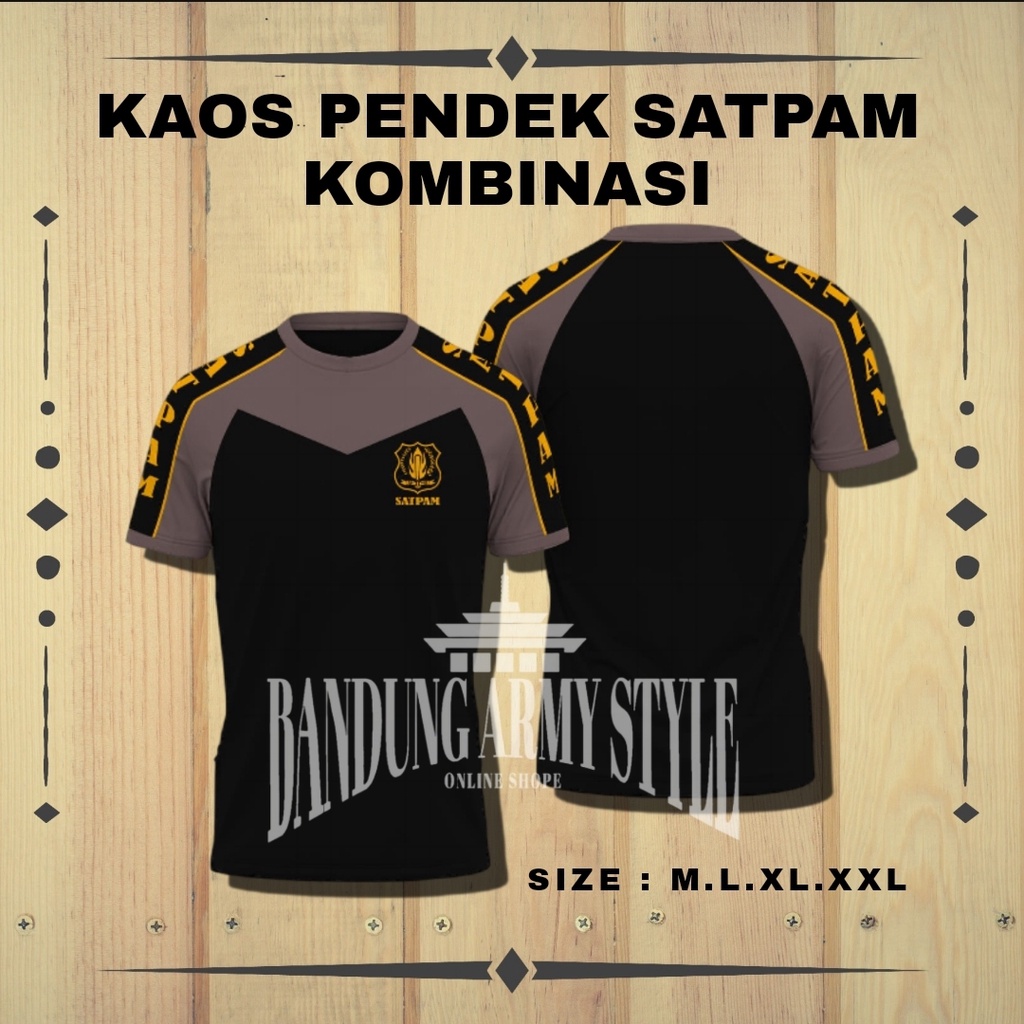 Baju kaos security satpam dalaman seragam satpam lapangan coklat terbaru