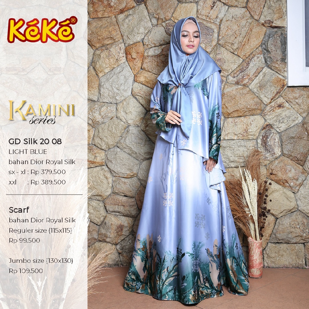 GAMIS MUSLIMAH KEKE KAMINI GD SILK 20 08 LIGHT BLUE