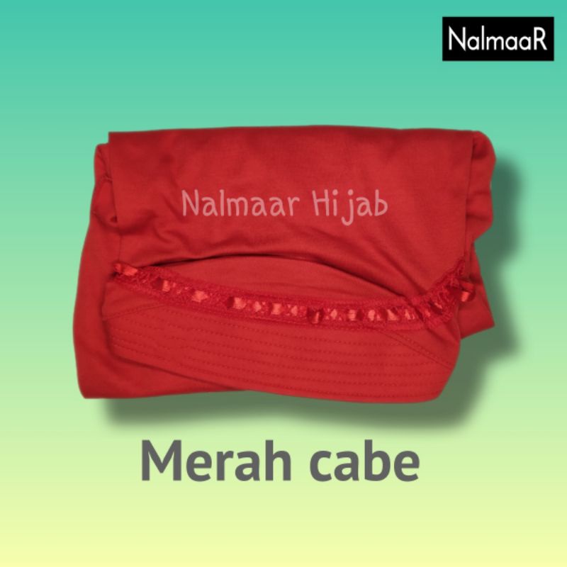nalmaar hijab kerudung jilbab instan bergo anak sekolah sd smp sma dewasa serut pita atas merah bend
