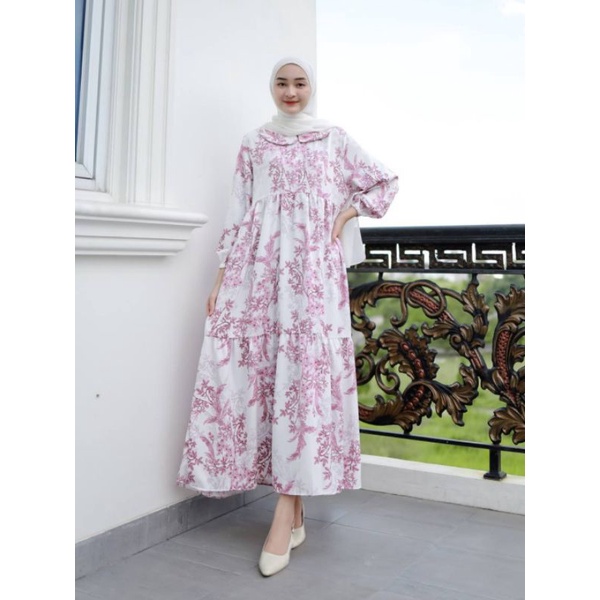 Rosemary Dress - Gamis Motif - Dress Muslim Motif - Gamis Floral - Dress Muslim Floral - Gamis Bunga - Dress Muslim Bunga - Gamis Simpel - Dress Muslim Simpel - Gamis Lebaran - Dress Muslim Lebaran