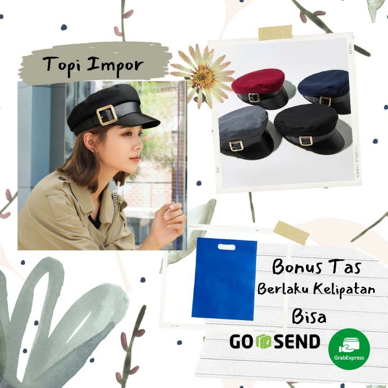 Topi Baret Wanita Korea Police Fashion Kekinian
