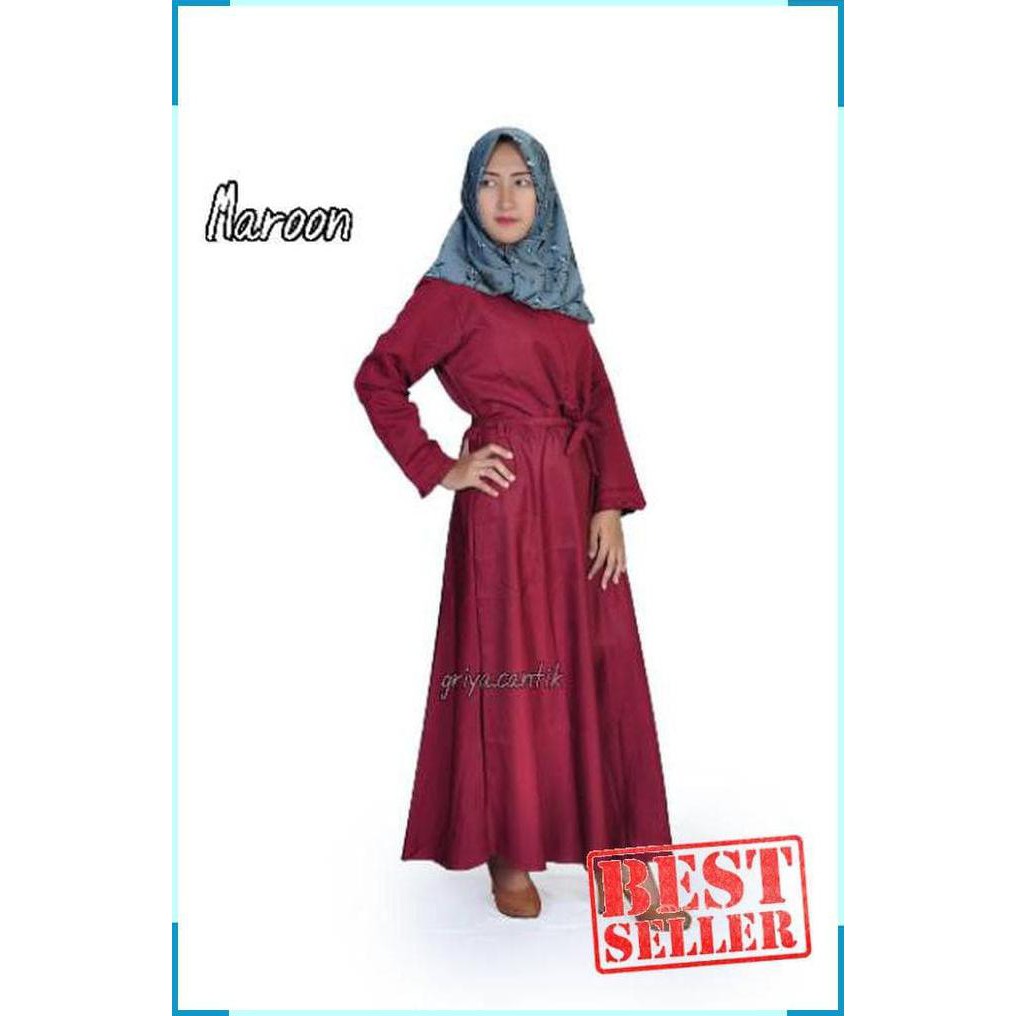 BARU Gamis balotelli polos lengan lipit kancing bukan gamis wolfis