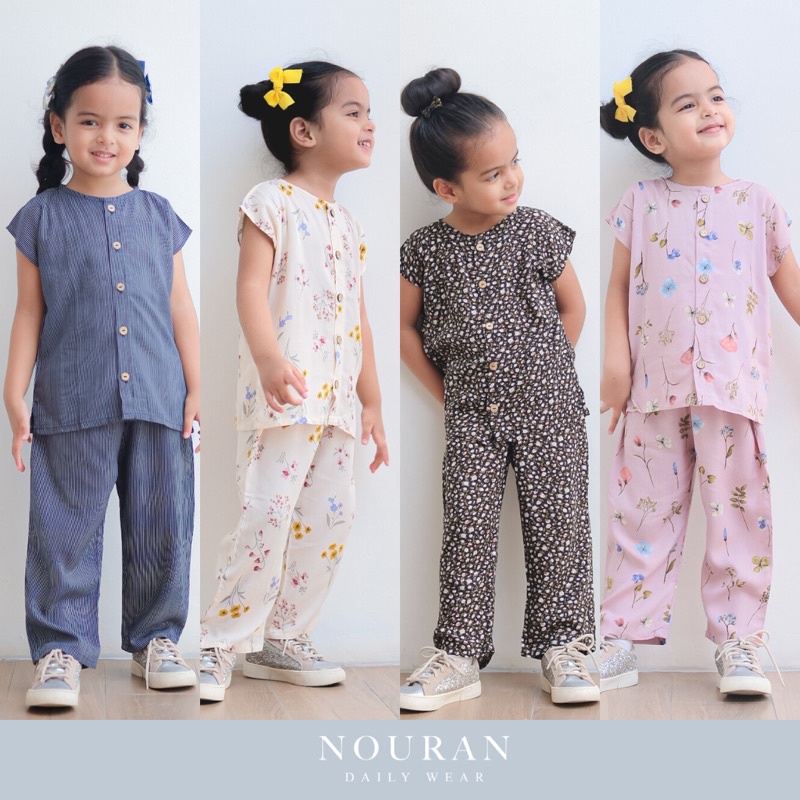 Nouran Piyama Motif - Set Piyama Baju Tidur Anak Perempuan Rayon Usia 1-7th