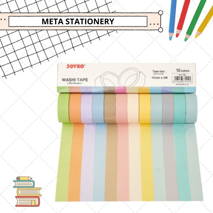 

Cantik Masking Tape / Washi Tape / Selotip Warna Joyko Wt-100 Gilaa!!!