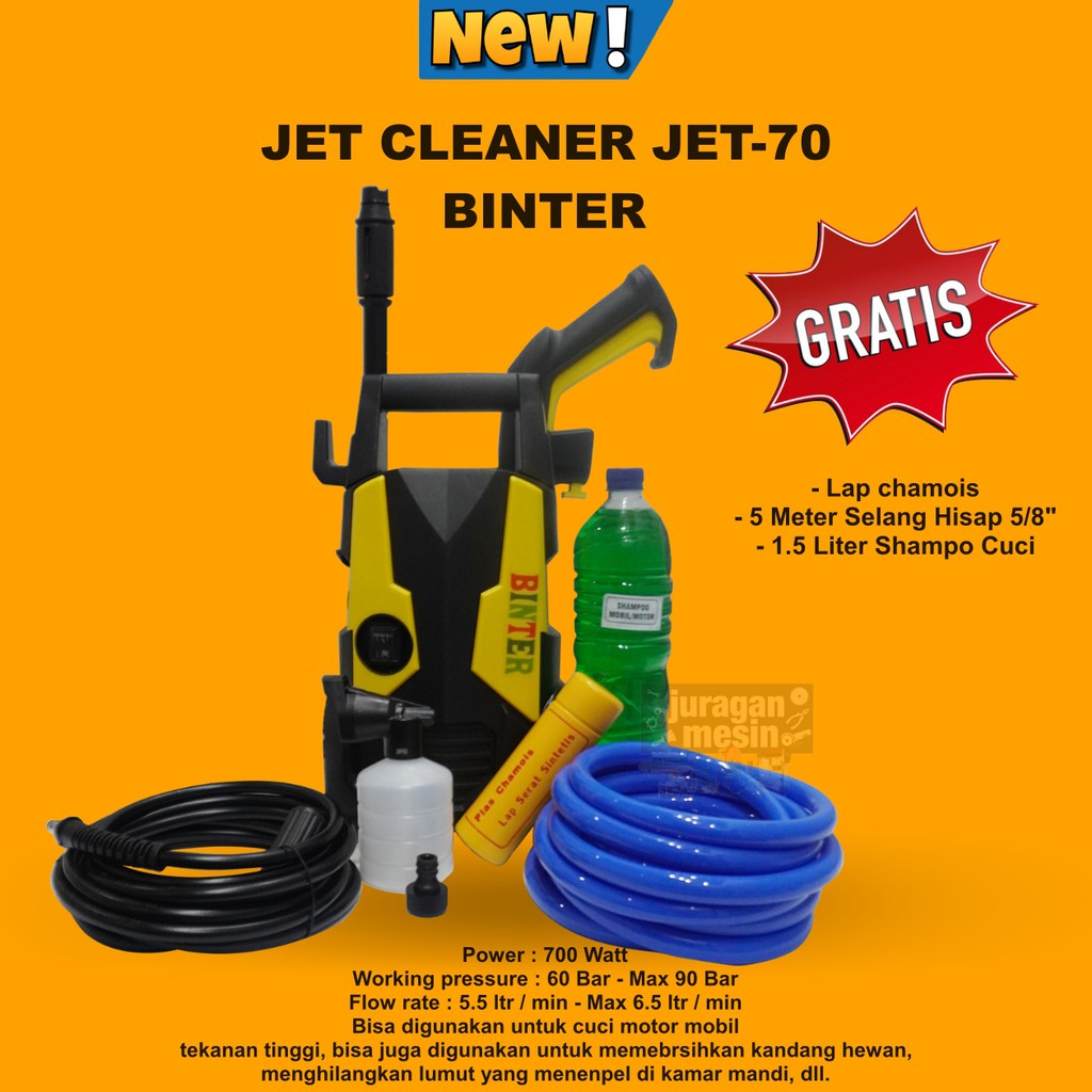 SUPER PROMO JET CLEANER JET-70 BINTER JET 70 SEMPROT AIR TEKANAN TINGGI MESIN SPRAYER CUCI MOTOR