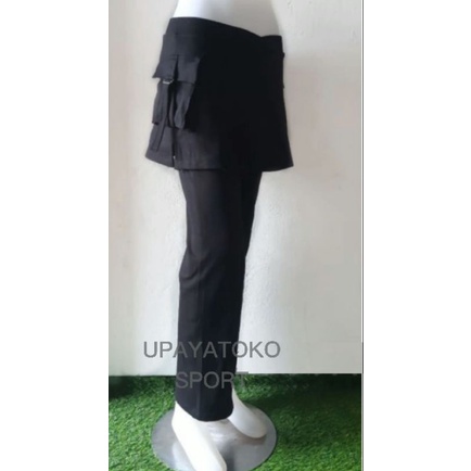 upayatoko/celana senam rok kantong wanita/ cbr rok kantong kargo item navy/clana olahraga-3