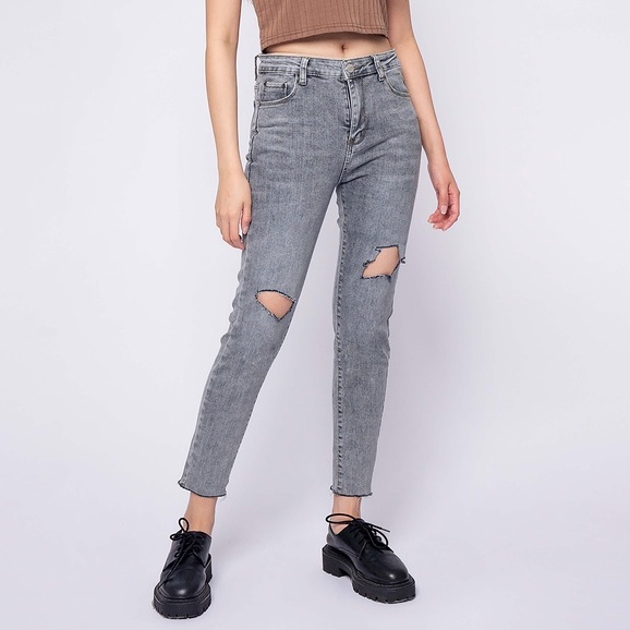 VIERLIN - Jeans 63156 - HIGHWAIST SKINNY RIPPED JEANS