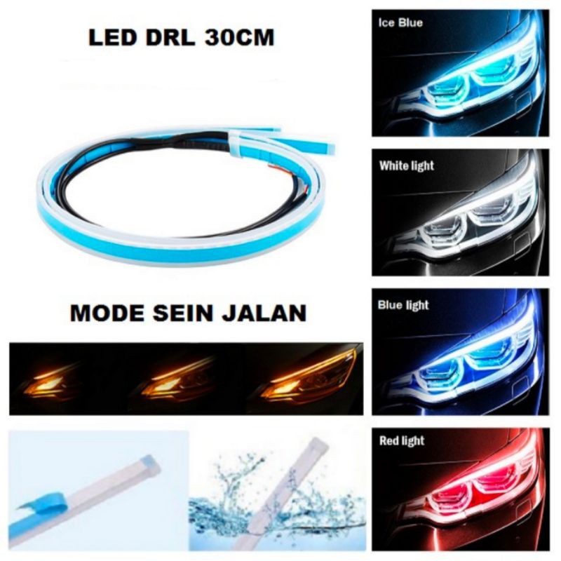 lampu led alis drl tempel 30cm sein running motor mobil anti air grade A