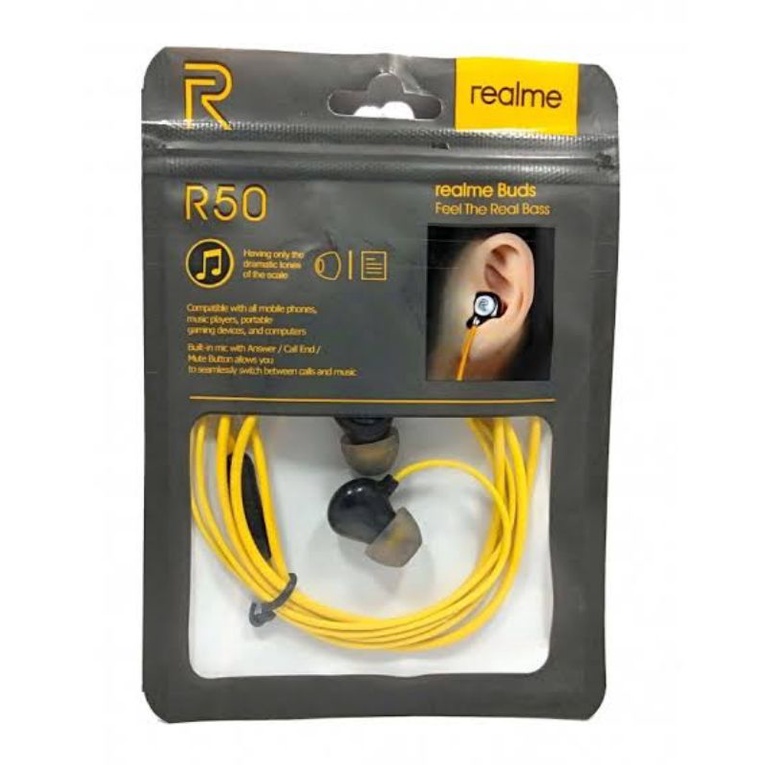 Handsfree handset headset Realme Buds 2 R50 Universal Earphone Feel The Real super extra Bass