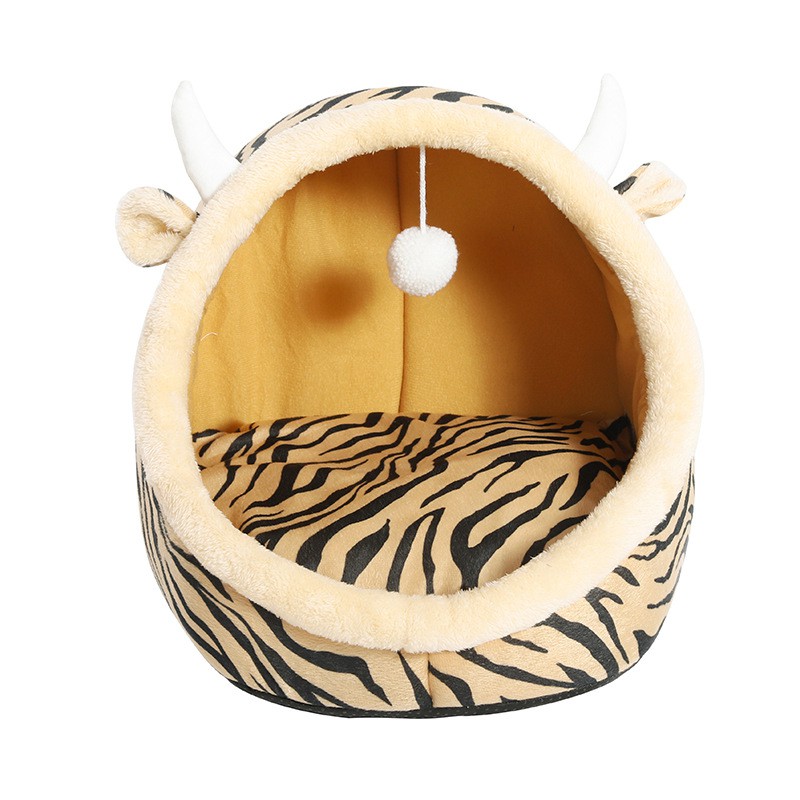 Rumah Tempat Tidur Kucing motif Tiger Mouth  + Bantal