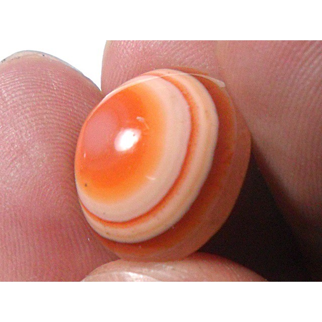 AG105 Round 15.2x15ct 12.30ct Orange White 'Greek Evil Eye' Natural Untreated Picture Agate Lucky