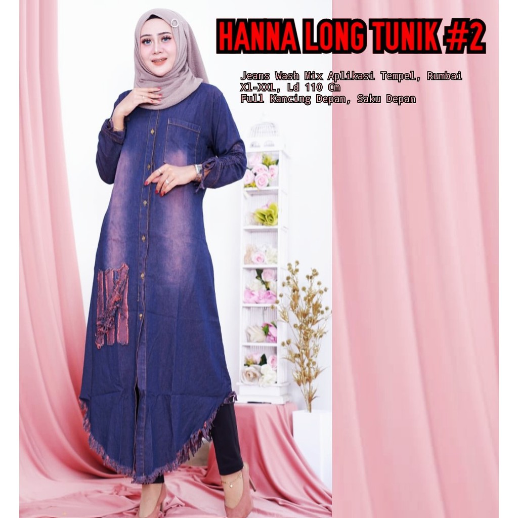 VINI TUNIK/ MOANA TUNIK/ HANNA LONG TUNIK JEANS ORIGINAL KEKINIAN GBM