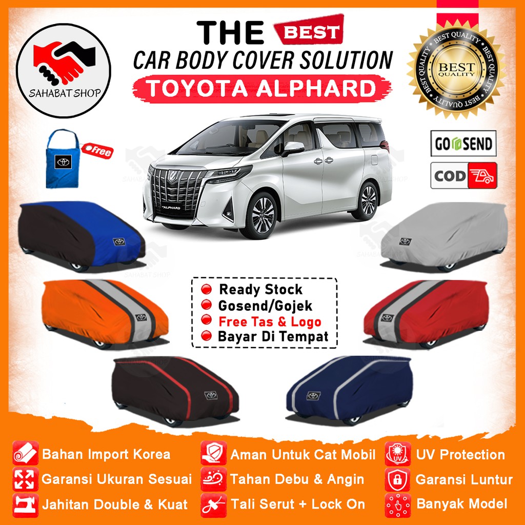 Sahabat Body Cover Mobil Alphard / Sarung Penutup Toyota Alphard Outdoor / Mantel Selimut Tutup Pelindung Jas Kerudung Mantol Terpal Pembungkus Tutupan Kerodong Bungkus Kelambu  Mobil Alphard Waterproof Anti Air Model Orange