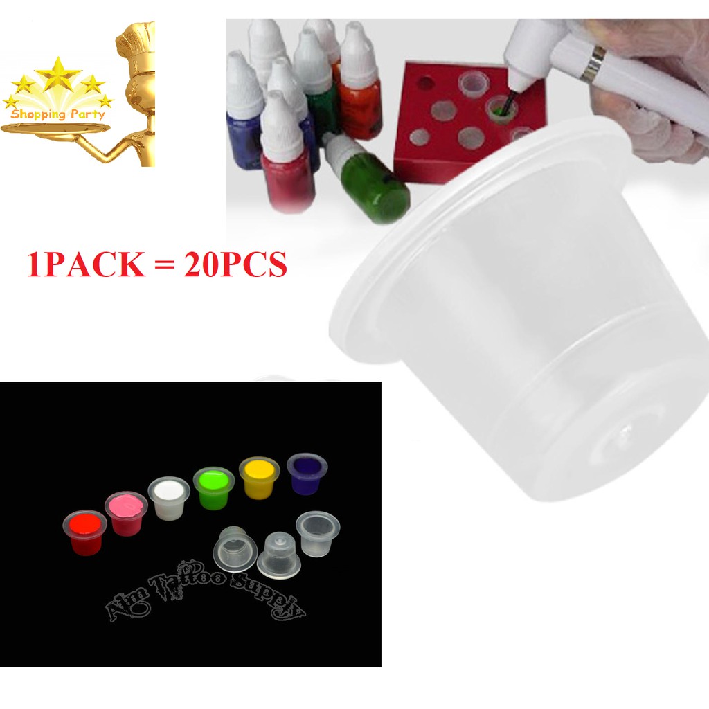 

WADAH TINTA BENING 20PCS CUPS CAPS TATTOO INK HOLDER TINTA TATTOO WADAH TINTA