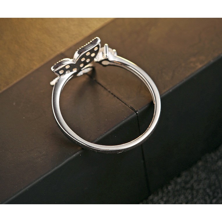 Cincin Perak Wanita Asli S925 Motif Kupu kupu Cocok hadiah RS042 Elegant