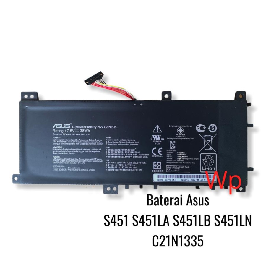Baterai Batre Laptop Asus VivoBook S451 S451LA S451LB S451LN C21N1335