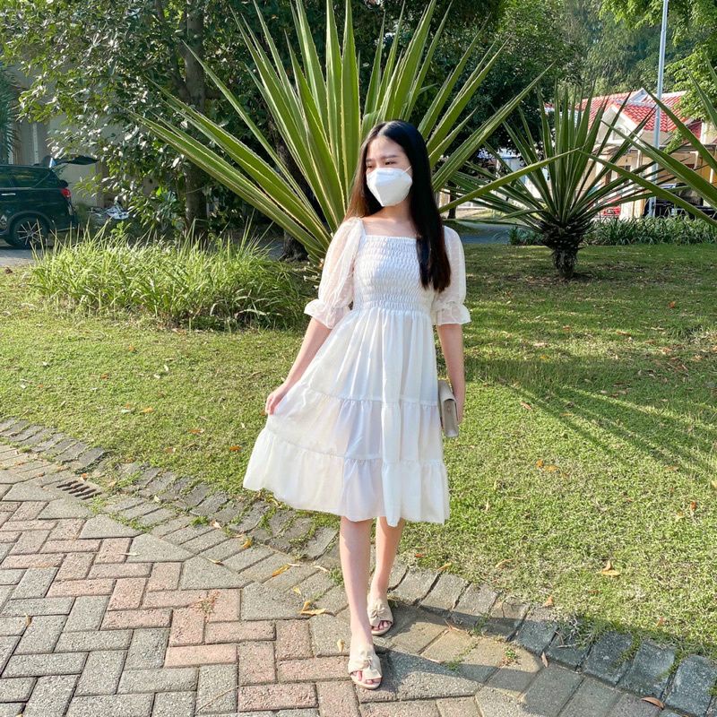 Dress wanita susun kombi tile / dress sabrina bodycon / dress pantai kombi tile [ CALIA ]