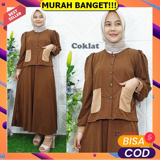 One_Set Kekinian//Setelan Kemeja Teebaru//Setelan Import Premiun Setelan Narra Sofiya Baju Jaket Dan