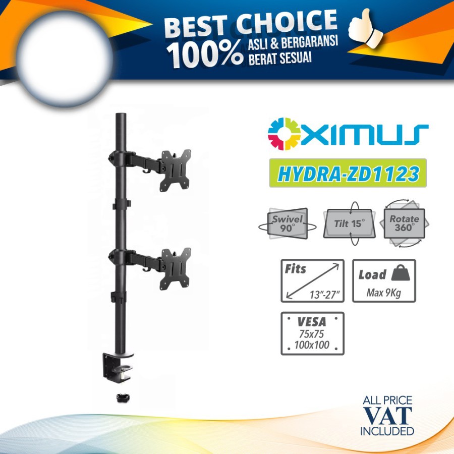 Bracket Monitor OXIMUS HYDRA ZD1123 | Dual Monitor LCD LED Jepit Meja