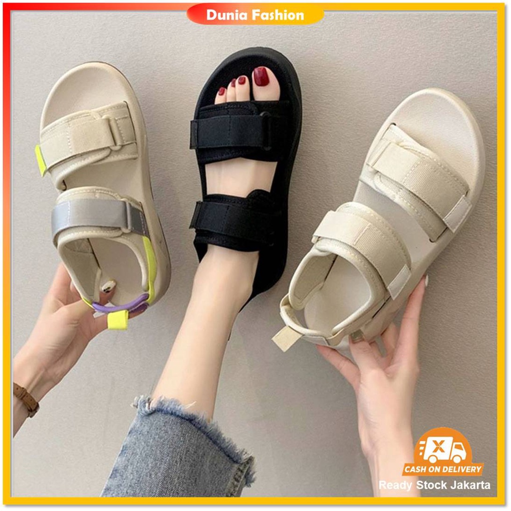 {COD/BAYAR DITEMPAT} DF-521 Sandal Wedges Tali Fashion Wanita Import - Sandal Anti Slip / Sandal Anti Licin