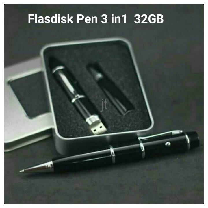 Flashdisk pen 32GB 3 in 1 flashdisk laser pointer pulpen MURAH