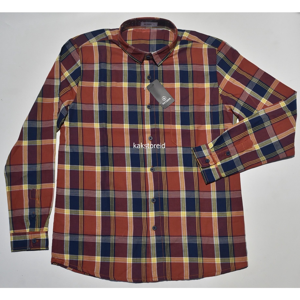 NEVADA Kemeja Pria Lengan Panjang Oranye OWE 184