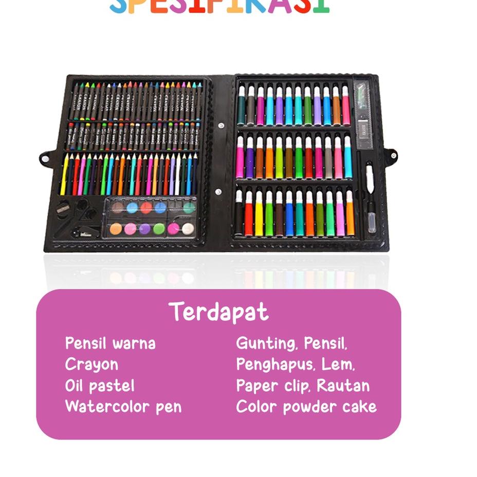 

Model Baru.. Krayon Anak Set Koper 150 in 1 Crayon Full Alat Melukis Mewarnai Set KIDS LAND