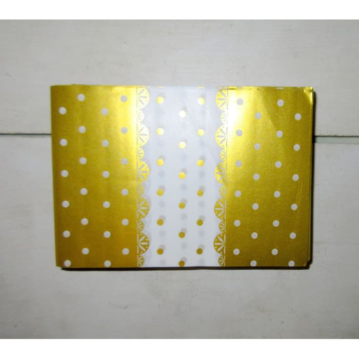CVCV146 KERTAS PEMBUNGKUS  PERMEN / COKLAT /NOUGAT POLKA LACE GOLD